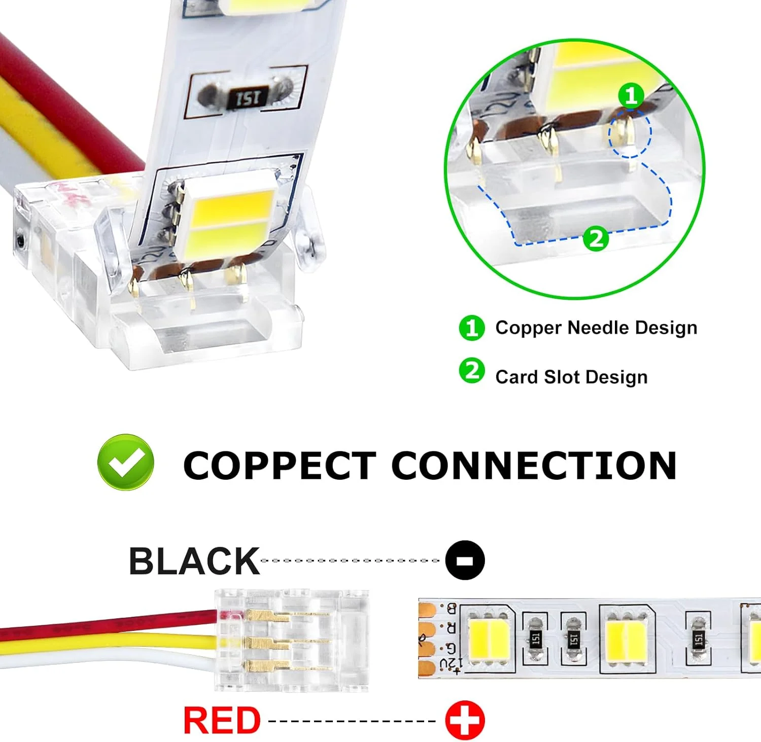 Transparent Crystal LED Strip Connectors – 10mm 3Pin Solderless Clips | Strip to Wire / Strip to Strip / DC Adapter – Local Stock US/UK - Image 7