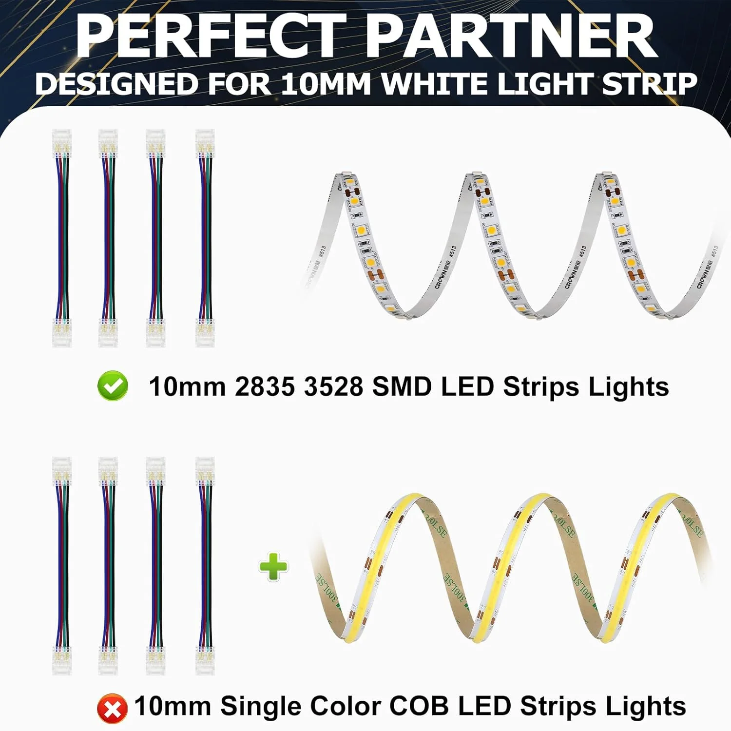 Transparent Crystal LED Strip Connectors – 10mm 4Pin Solderless Clips | Strip to Wire / Strip to Strip / Female Plug – Bulk Wholesale 500pcs MOQ | Factory Direct - Image 6