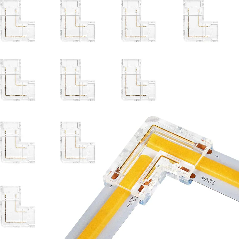 Transparent Crystal LED Strip Connectors – 8mm 2Pin Solderless Clips | Strip to Wire / Strip to Strip / DC Adapter / L – Bulk Wholesale 500pcs MOQ | Factory Direct - Image 10