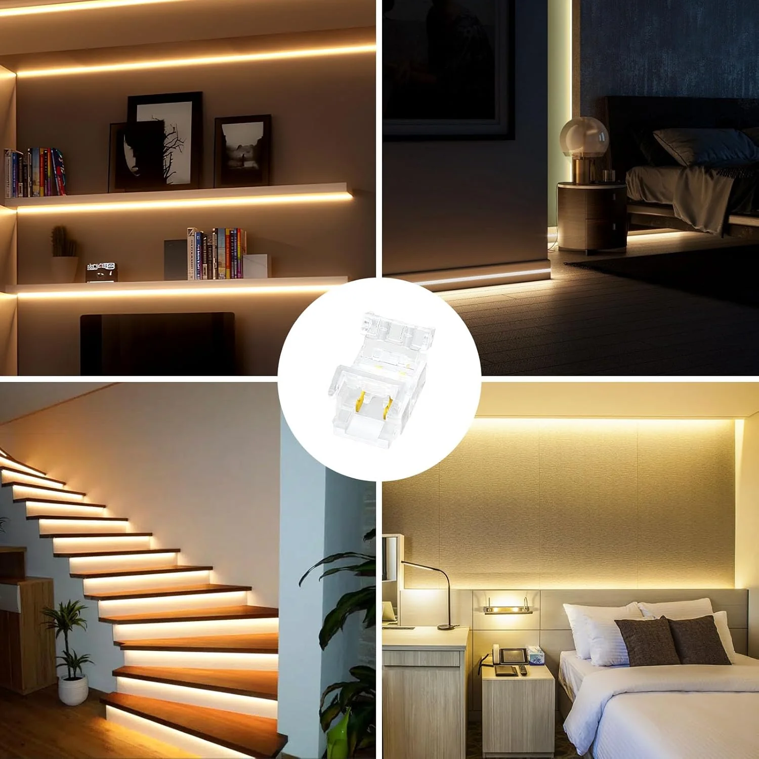 Transparent Crystal LED Strip Connectors – 8mm 2Pin Solderless Clips | Strip to Wire / Strip to Strip / DC Adapter / L – Local Stock US/UK - Image 13