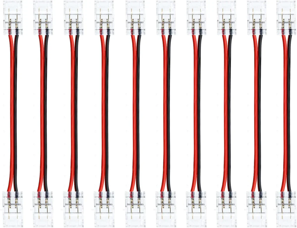 Transparent Crystal LED Strip Connectors – 8mm 2Pin Solderless Clips | Strip to Wire / Strip to Strip / DC Adapter / L – Local Stock US/UK - Image 16