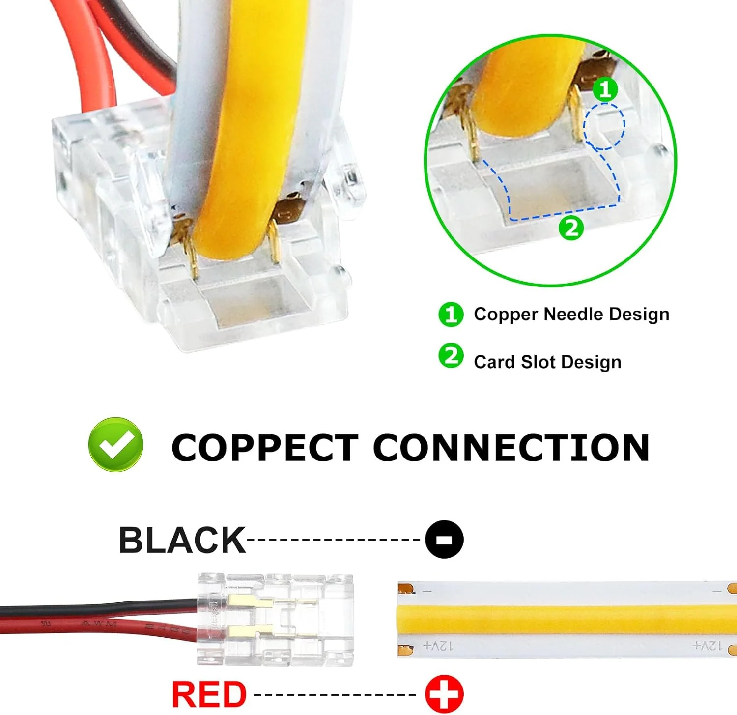 Transparent Crystal LED Strip Connectors – 8mm 2Pin Solderless Clips | Strip to Wire / Strip to Strip / DC Adapter / L – Local Stock US/UK - Image 8
