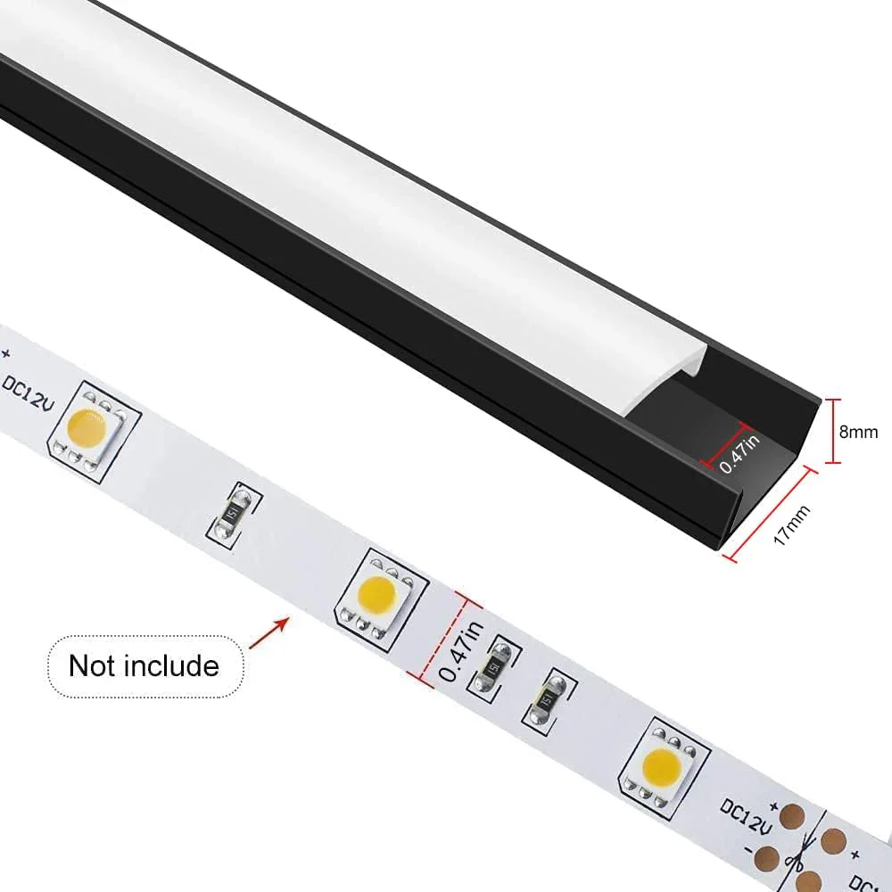 U Shape LED Aluminum Channels – Fit for 1 to 12mm LED Strip | 1Meter | Silver / Black | Milky White / Black Cover | With Installation Accessories | Bendable | 5 / 6 / 10 / 12 / 20 / -Pack | Local Stock US/UK - Image 16