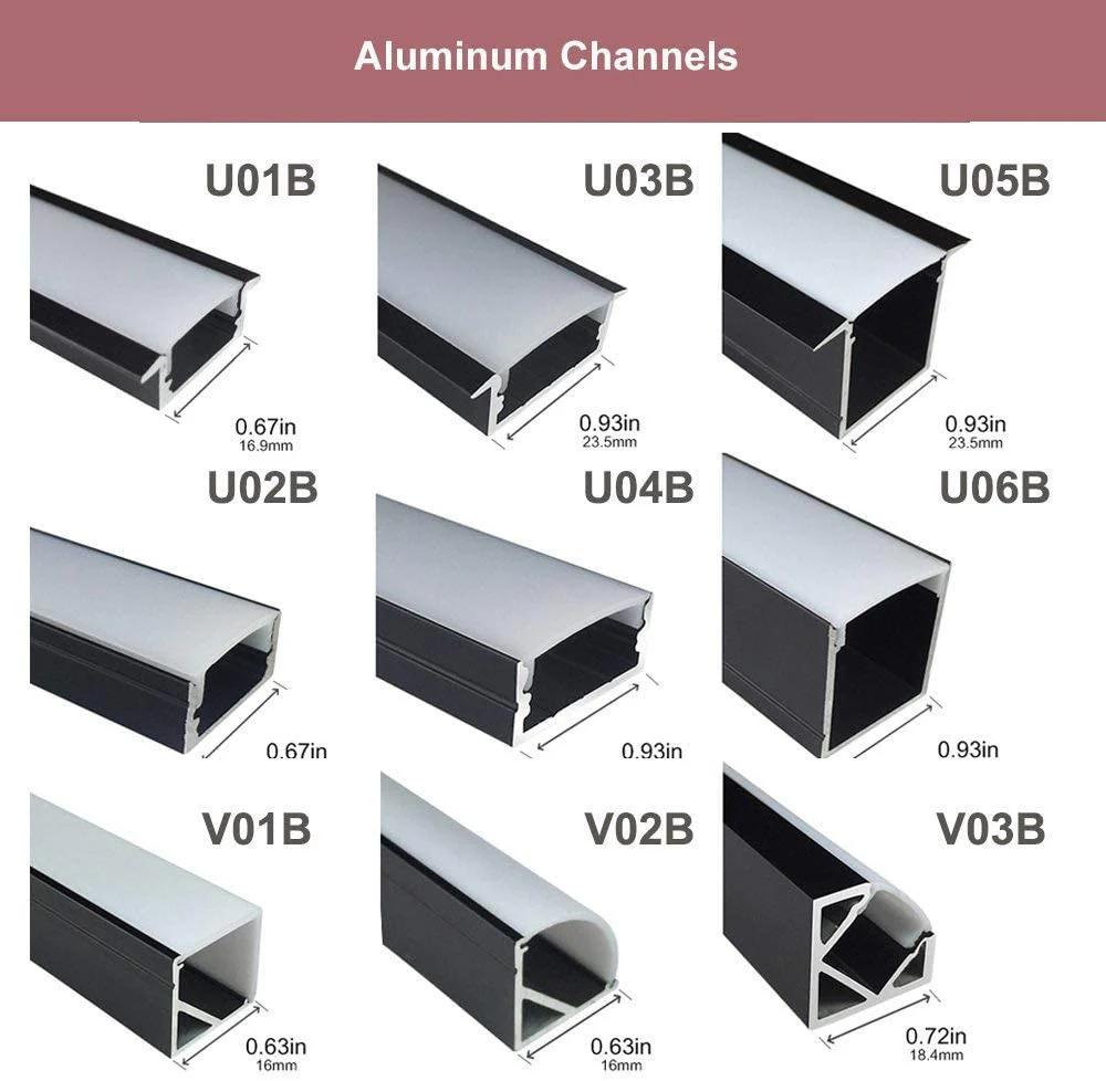 U Shape LED Channel U02–B 12mm | Silver | Milky White Cover | With Installation Accessories | – Standard Aluminum Profile – 1m / 2m / 3m | 50 / 100-Pack - Image 4