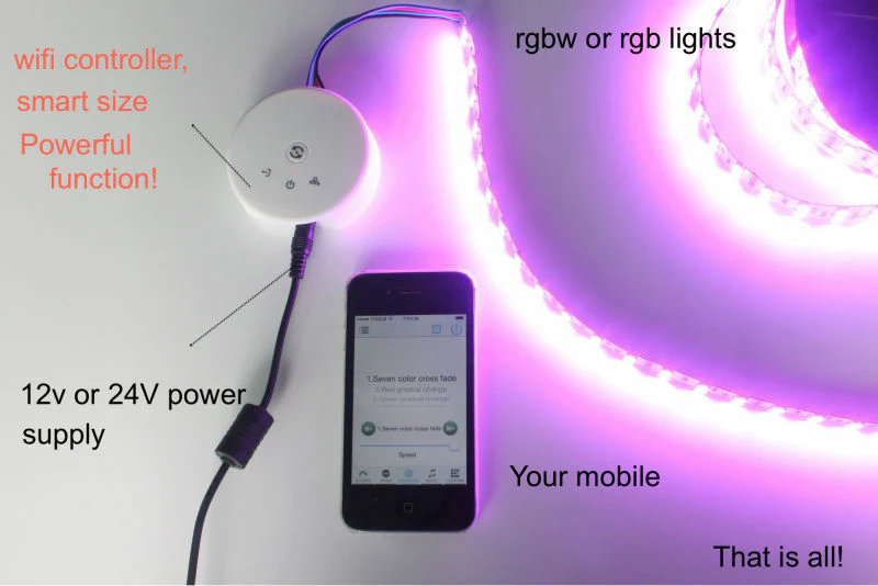 UFO WiFi Smart Phone App Controllable LED RGB / RGBW Controller | Wireless Controller for LED Flexible Strips - Image 3