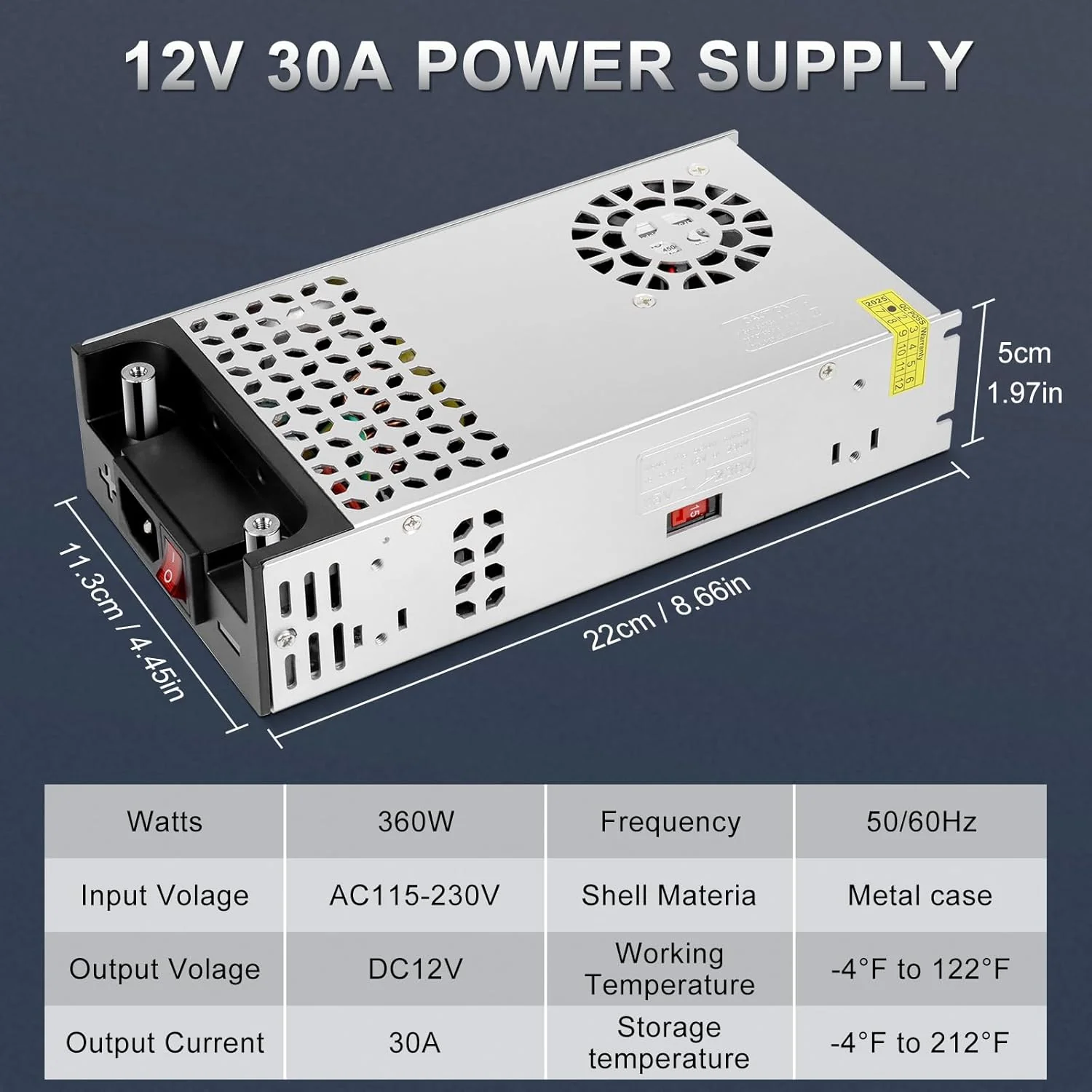 Upgrade 12V DC Switching Power Supply 360W–720W (30A–60A), AC 110/240V Input Converter & Transformer, Cooling Fan Design, LED Driver Adapter for Strip Lights, 3D Printer, Radio — US/UK/EU Plug Options, CE/FCC/RoHS Certified - Image 6