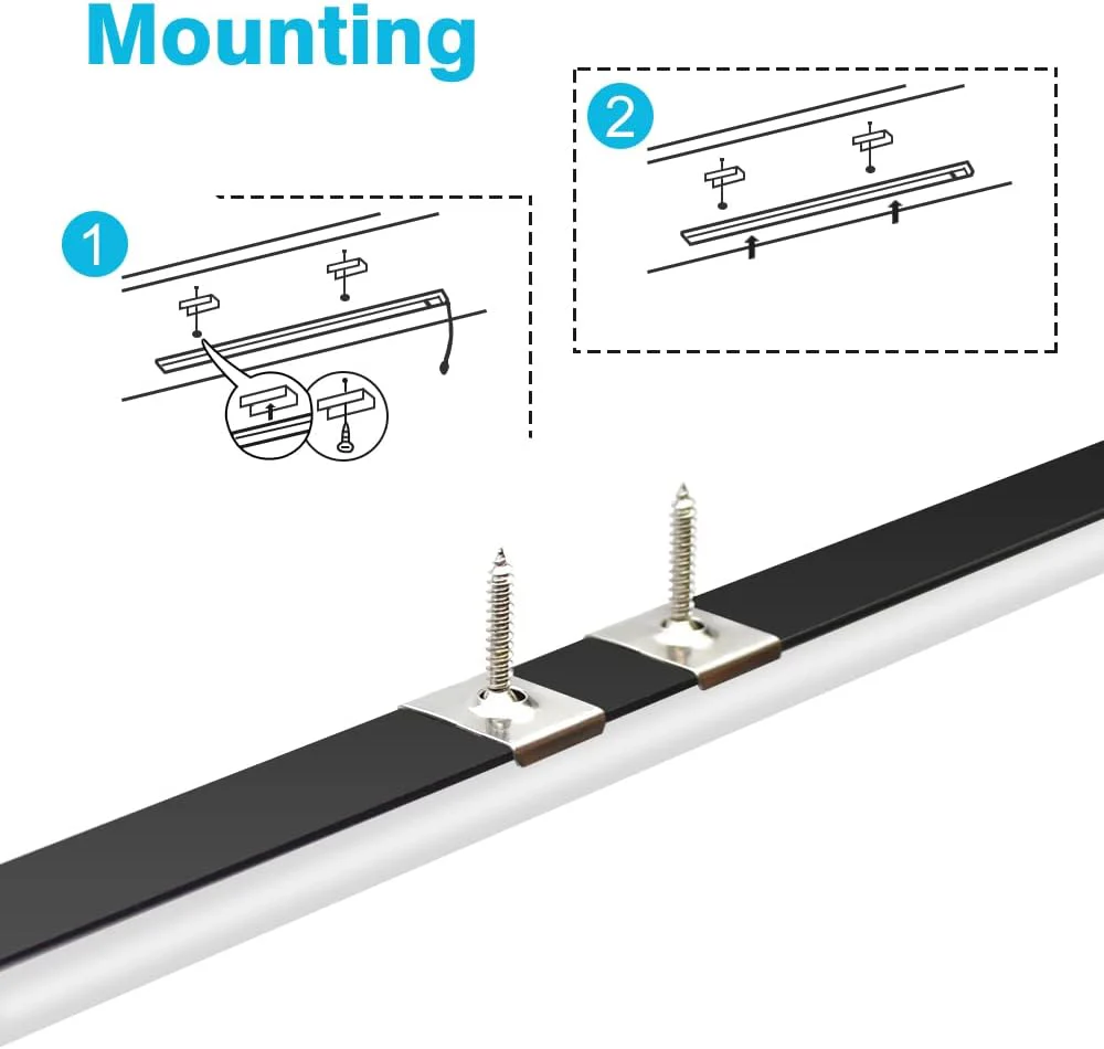 V-Shaped LED Aluminum Channel – For 1 to 10 mm LED Strips | 1 Meter | Silver / Black | Milky / Black Cover | With Mounting Accessories | Pack of 5 / 6 / 10 / 12 / 20 | Local Stock in US / UK - Image 2
