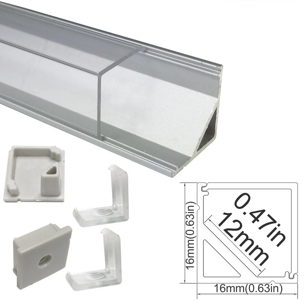 V Shape LED Channel V01-A – 12mm | Silver / Black | Milky White Cover | With Installation Accessories | – Heavy-Duty Aluminum Profile – 1m / 2m / 3m | 50 / 100-Pack - Image 5