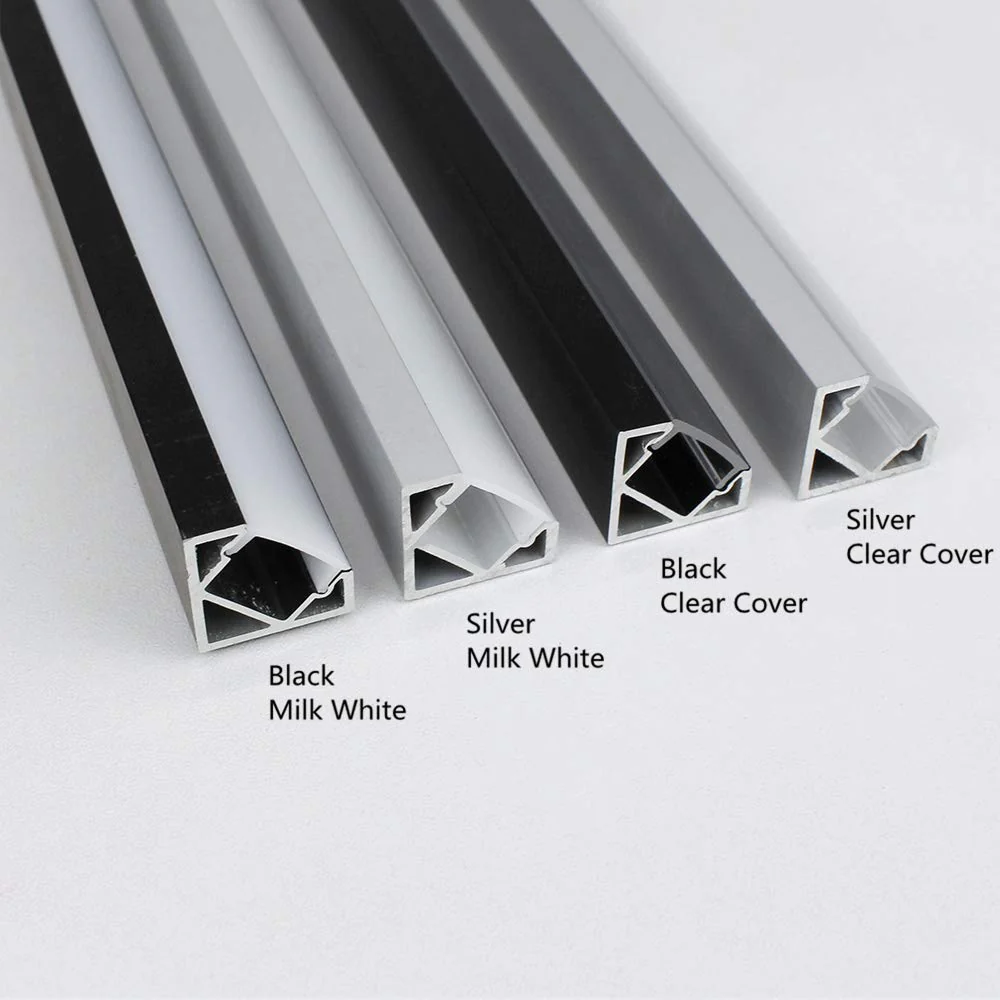 V Shape LED Channel V02-A – 12mm | Silver / Black | Milky White Cover | With Installation Accessories | – Heavy-Duty Aluminum Profile – 1m / 2m / 3m | 50 / 100-Pack - Image 4