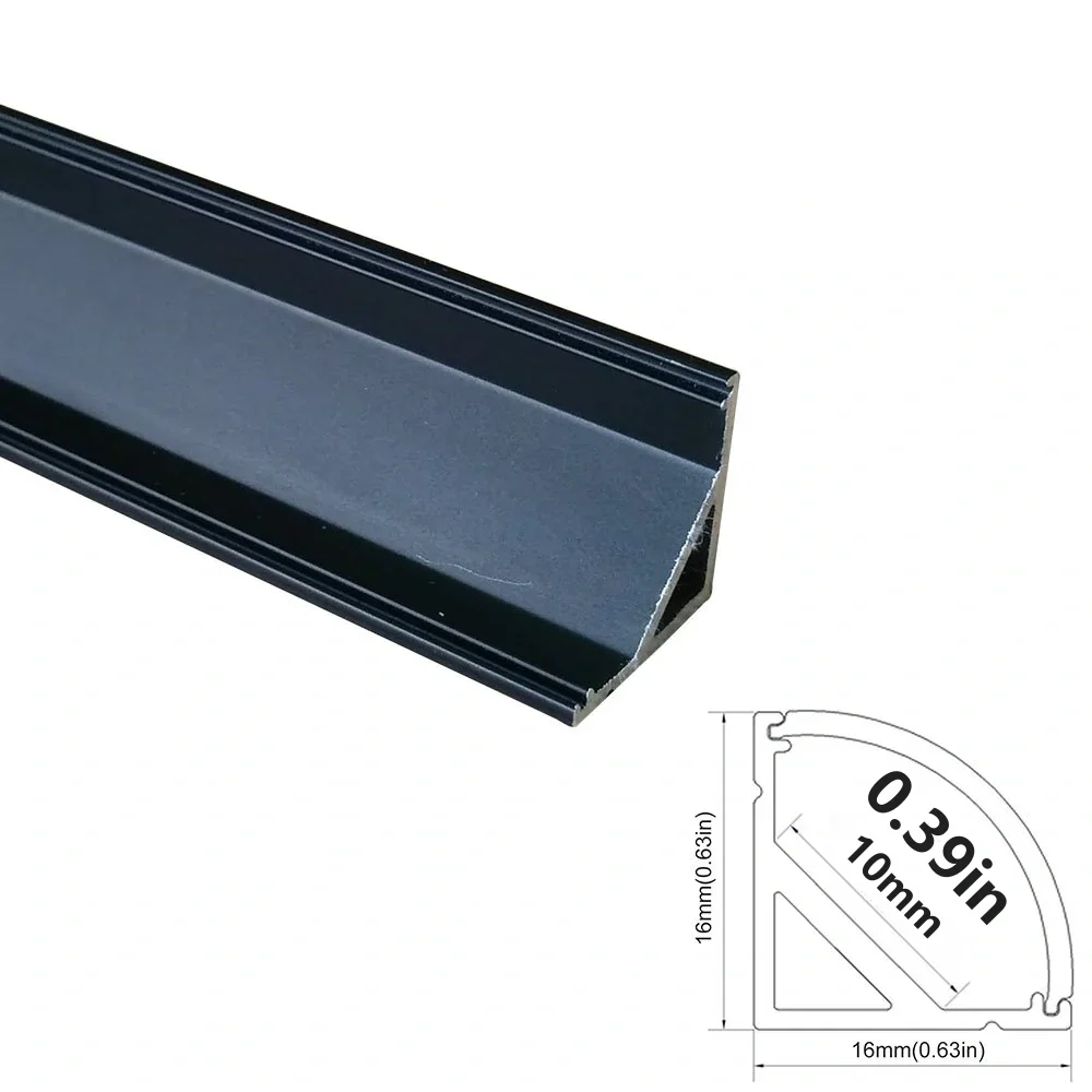 V Shape LED Channel V02-B – 10mm | Silver / Black | Milky White Cover | With Installation Accessories | – Standard Aluminum Profile – 1m / 2m / 3m | 50 / 100-Pack - Image 4