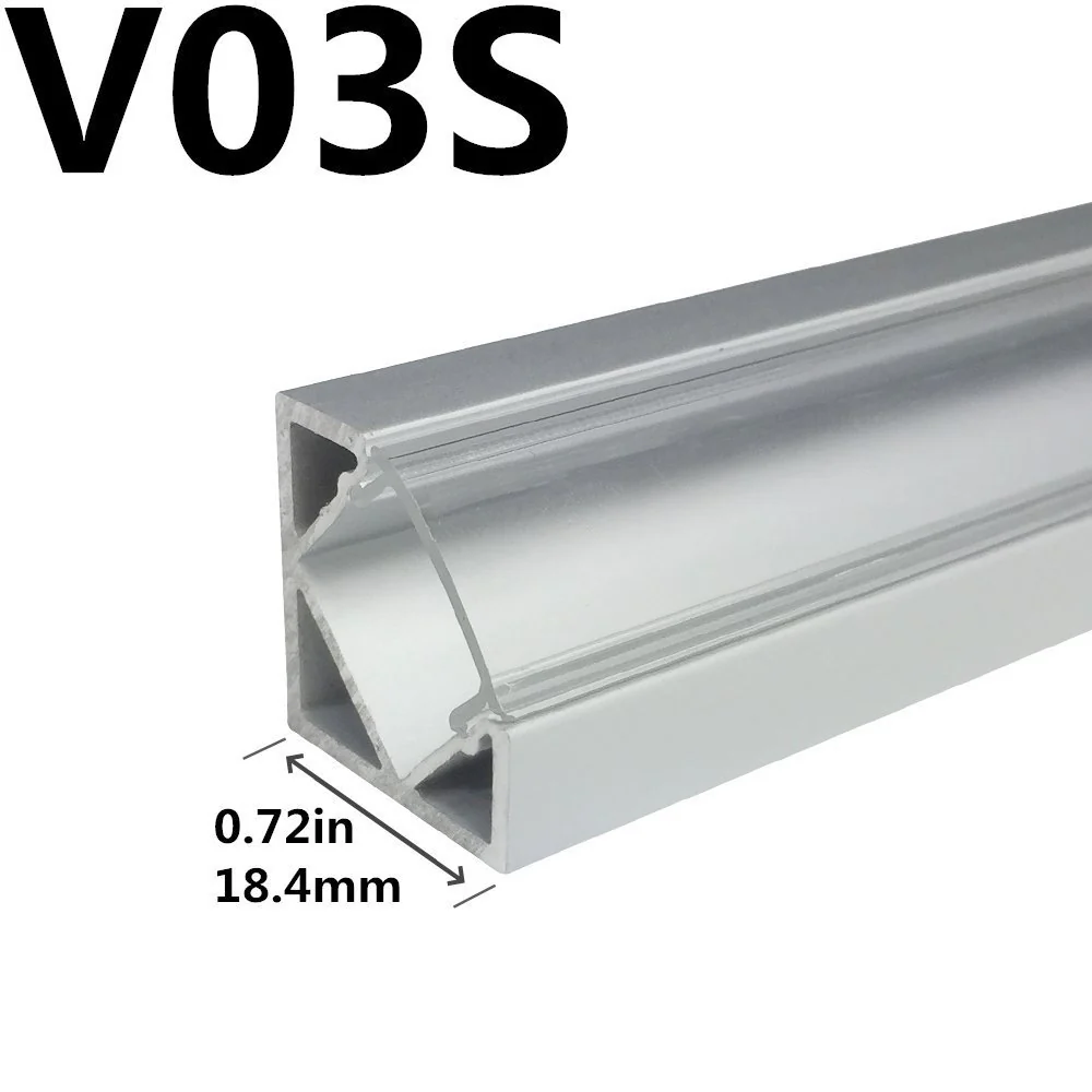 V Shape LED Channel V03-A – 12mm | Silver / Black | Milky White Cover | With Installation Accessories | – Standard Aluminum Profile – 1m / 2m / 3m | 50 / 100-Pack - Image 3