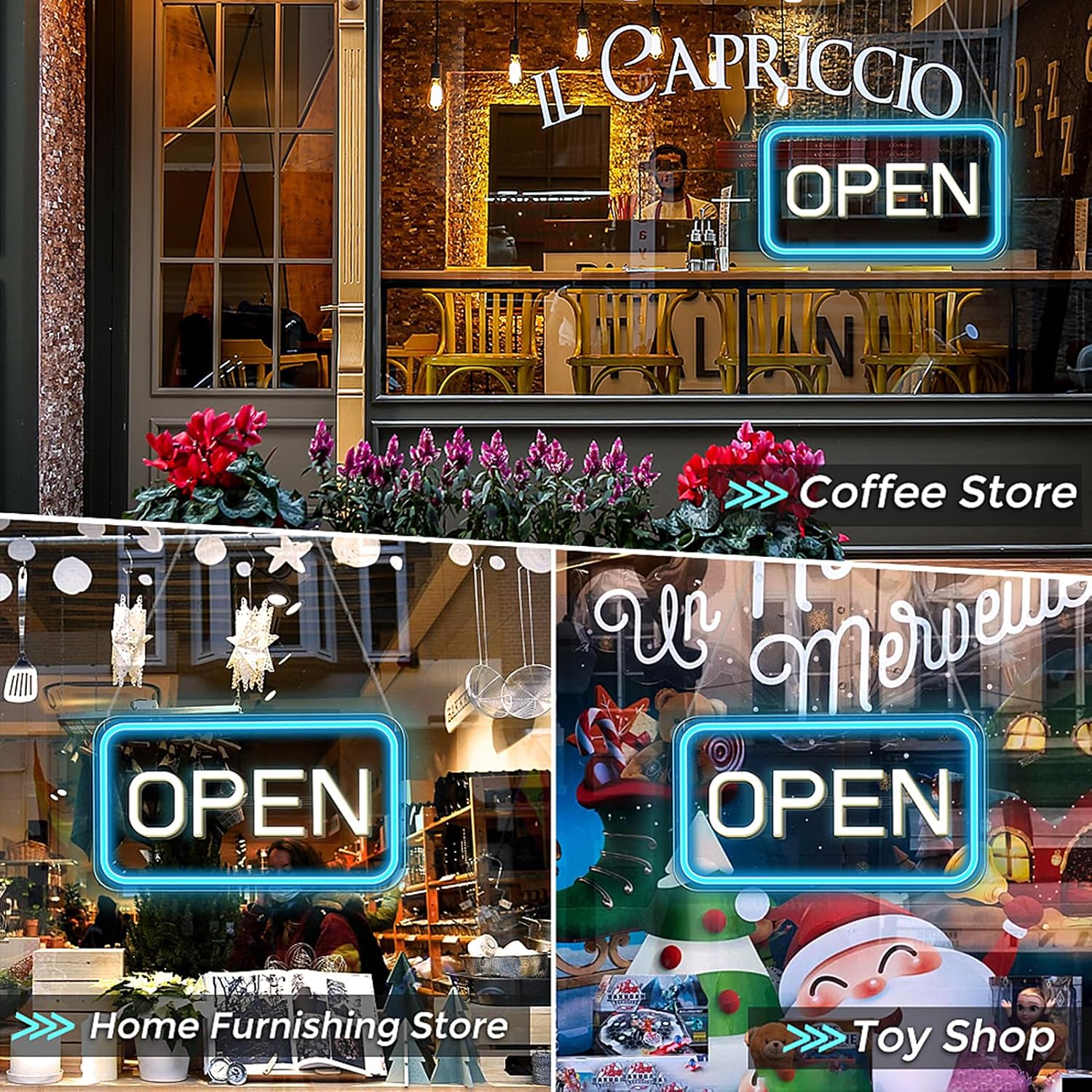 Vertical OPEN Neon Sign – USB Powered | 17×9 inch (44×24 cm) | 6 Color Options | LED Window Hanging Light for Storefronts - Image 4