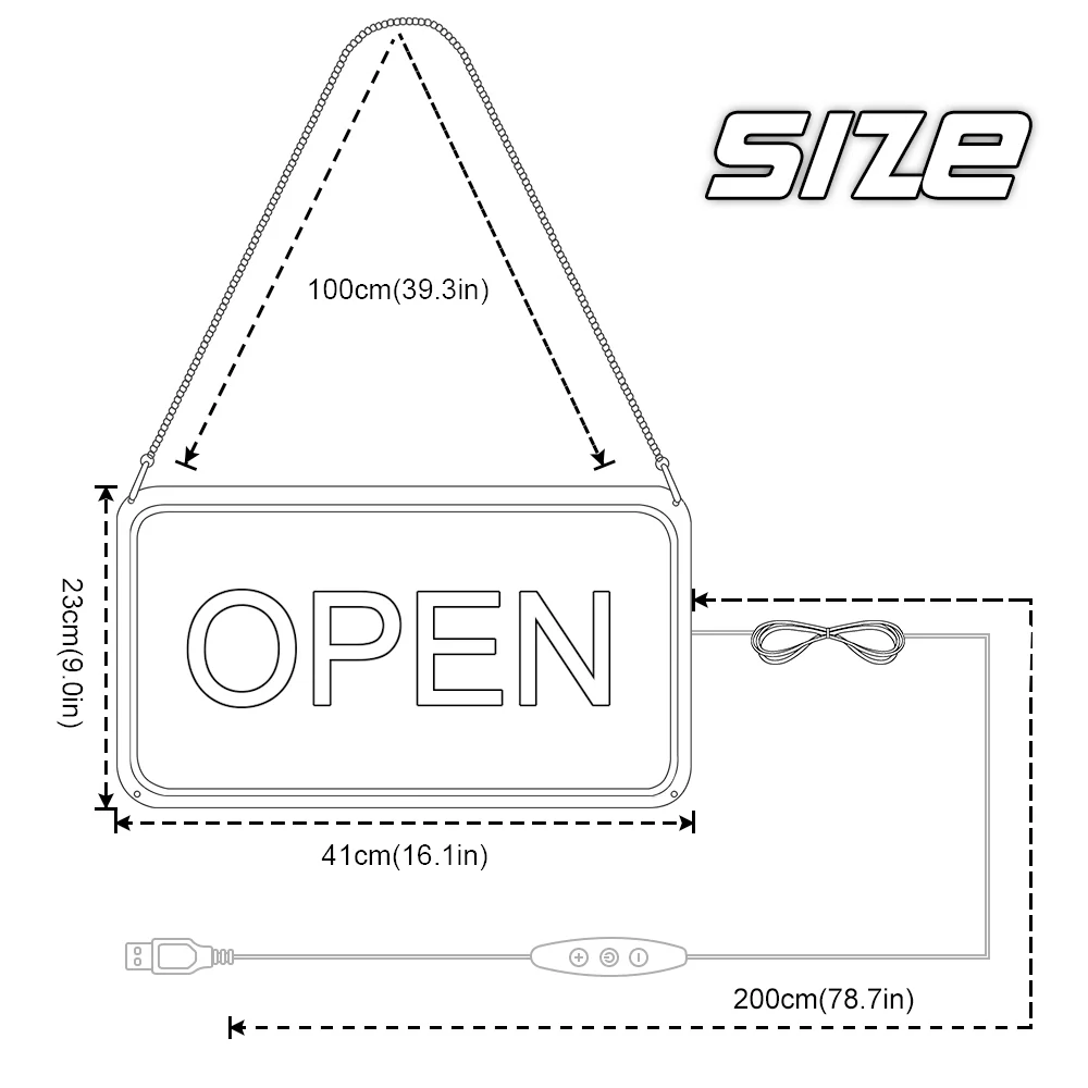 Vertical OPEN Neon Sign – USB Powered | 17×9 inch (44×24 cm) | 6 Color Options | LED Window Hanging Light for Storefronts - Image 6