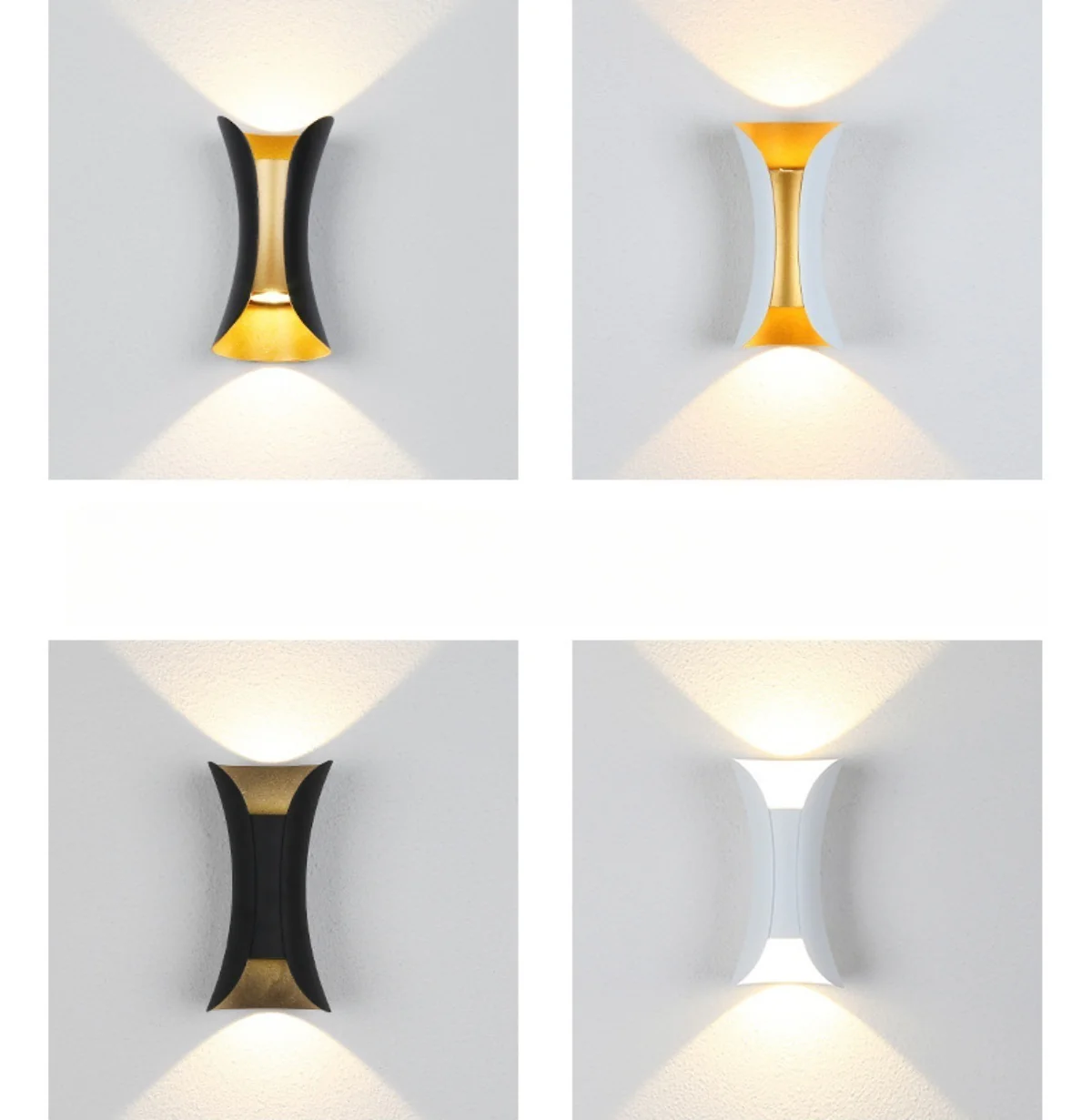Waterproof LED Wall Light - 6W / 10W / 20W / 30W | 3000K / 6500K | White / Black / Black & Golden / White & Golden | Up & Down Outdoor Wall Sconce for Porch, Garden, Balcony & Indoor Decoration | Aluminum Housing | IP65 | 2-Pack - Image 5