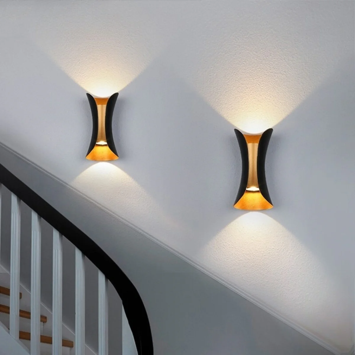 Waterproof LED Wall Light - 6W / 10W / 20W / 30W | 3000K / 6500K | White / Black / Black & Golden / White & Golden | Up & Down Outdoor Wall Sconce for Porch, Garden, Balcony & Indoor Decoration | Aluminum Housing | IP65 | 2-Pack - Image 9