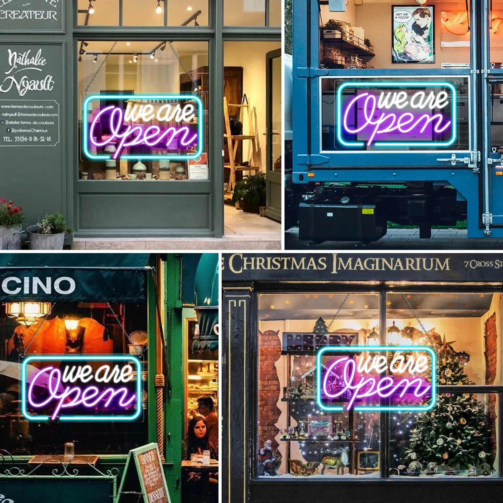 We Are Open Neon Sign – 5 Glow Color Options | 17×9 inch (42×23 cm) | Window Hanging | Plug & Play for Storefronts - Image 4