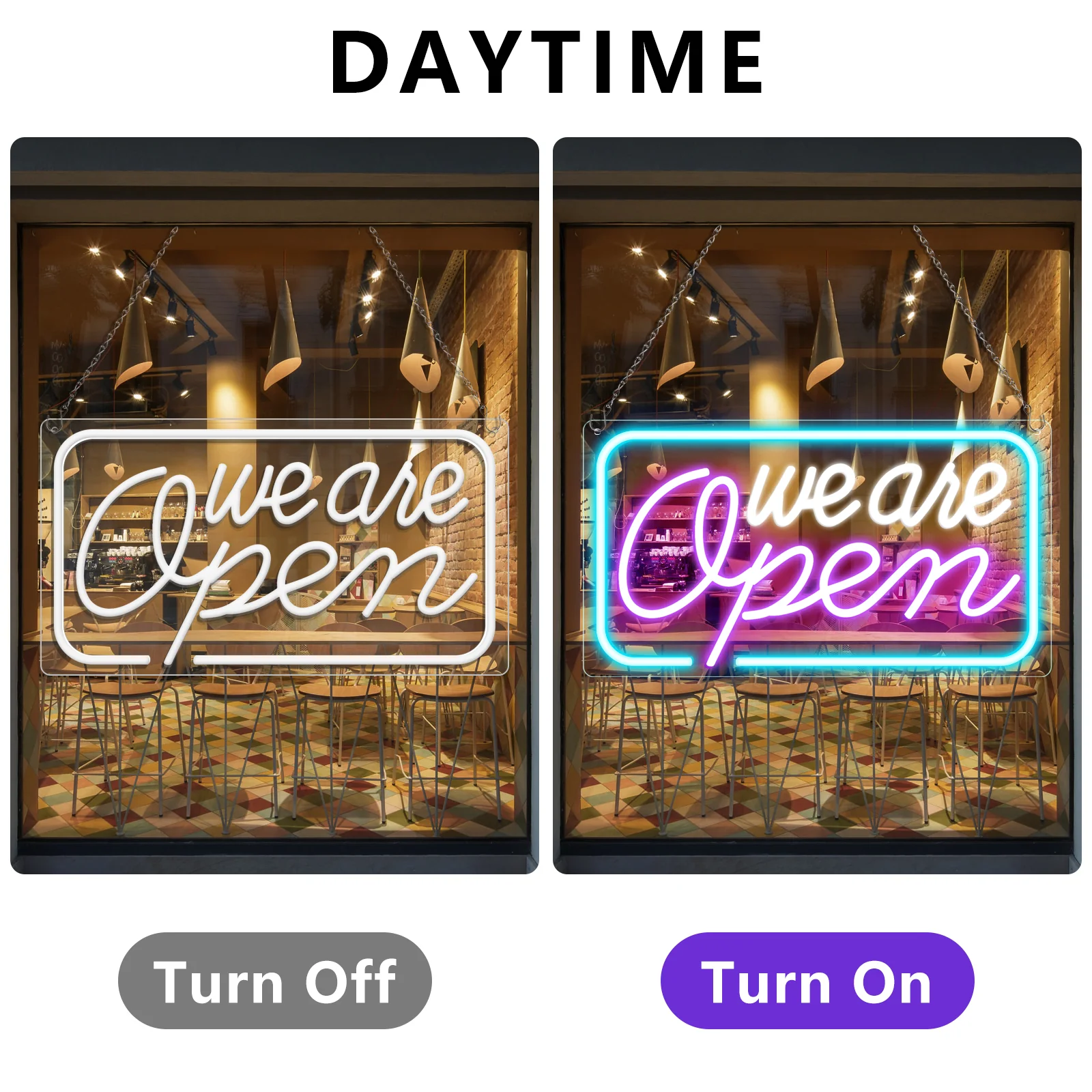 We Are Open Neon Sign – 5 Glow Color Options | 17×9 inch (42×23 cm) | Window Hanging | Plug & Play for Storefronts - Image 5