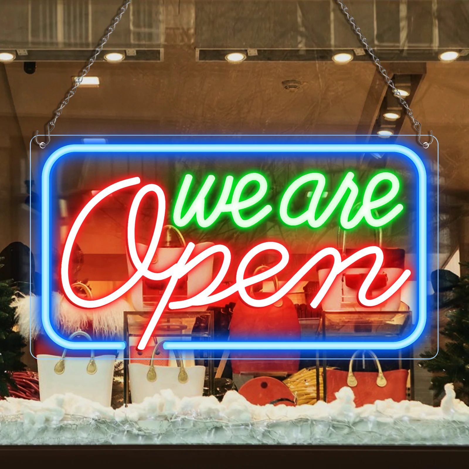 We Are Open Neon Sign – 5 Glow Color Options | 17×9 inch (42×23 cm) | Window Hanging | Plug & Play for Storefronts - Image 8