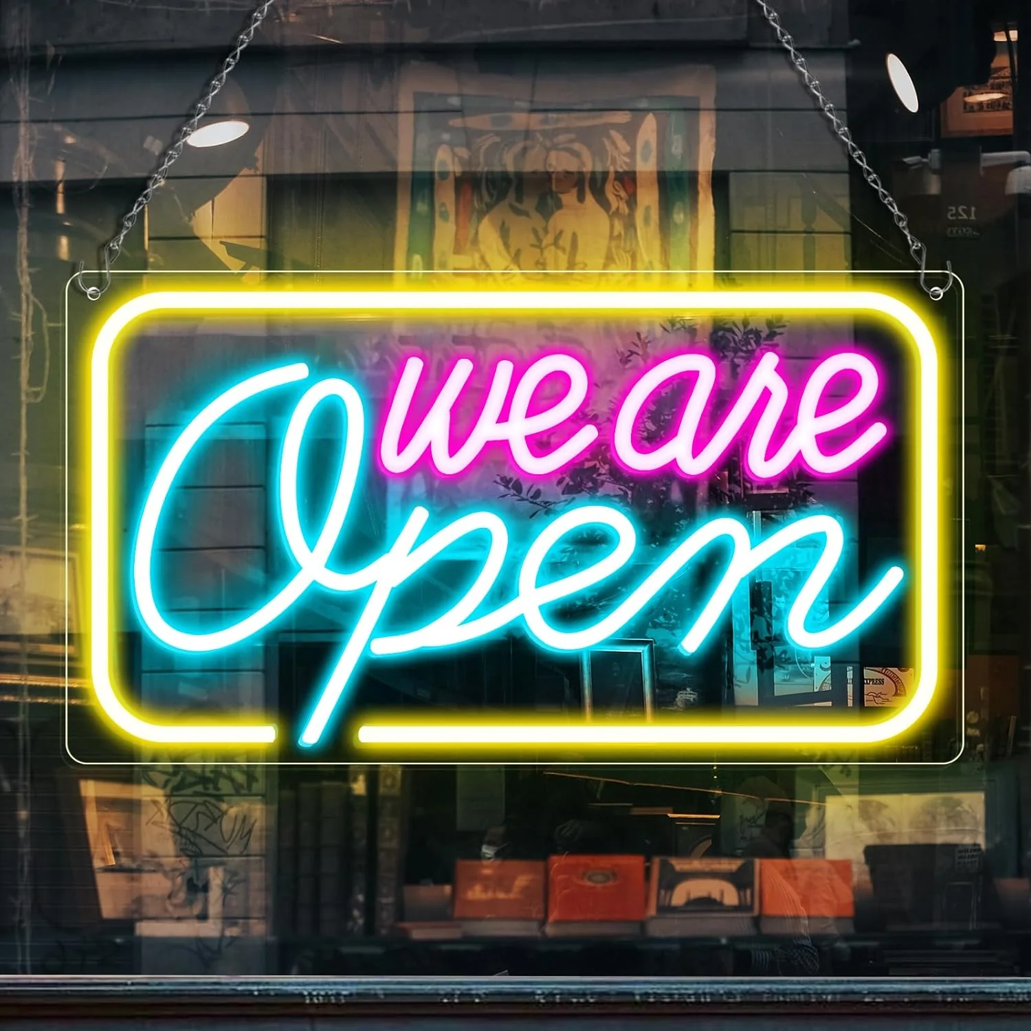 We Are Open Neon Sign – 5 Glow Color Options | 17×9 inch (42×23 cm) | Window Hanging | Plug & Play for Storefronts - Image 9