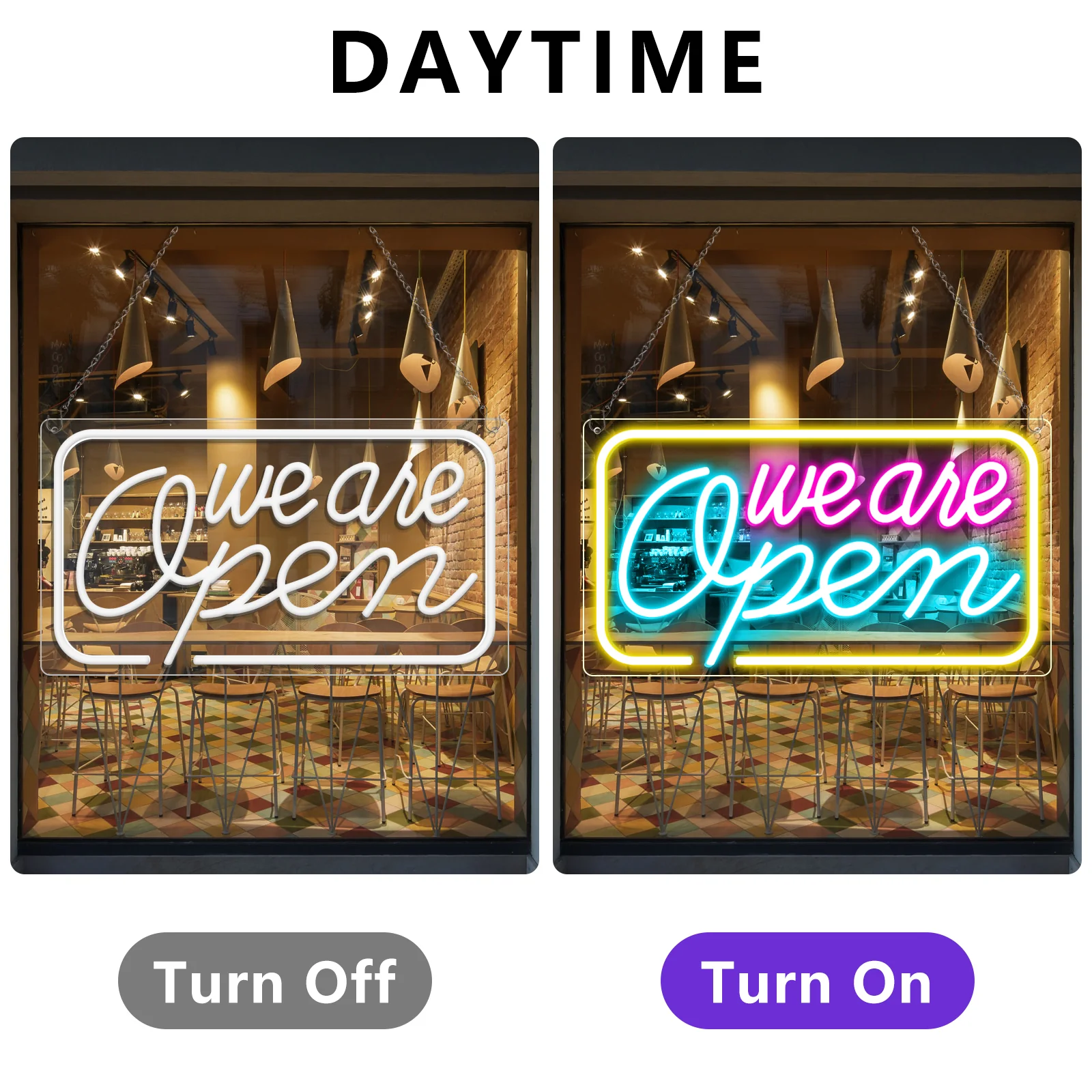 We Are Open Neon Sign – 5 Glow Color Options | 24×12.5 inch (60×32 cm) | Window Hanging | Plug & Play for Storefronts - Image 5