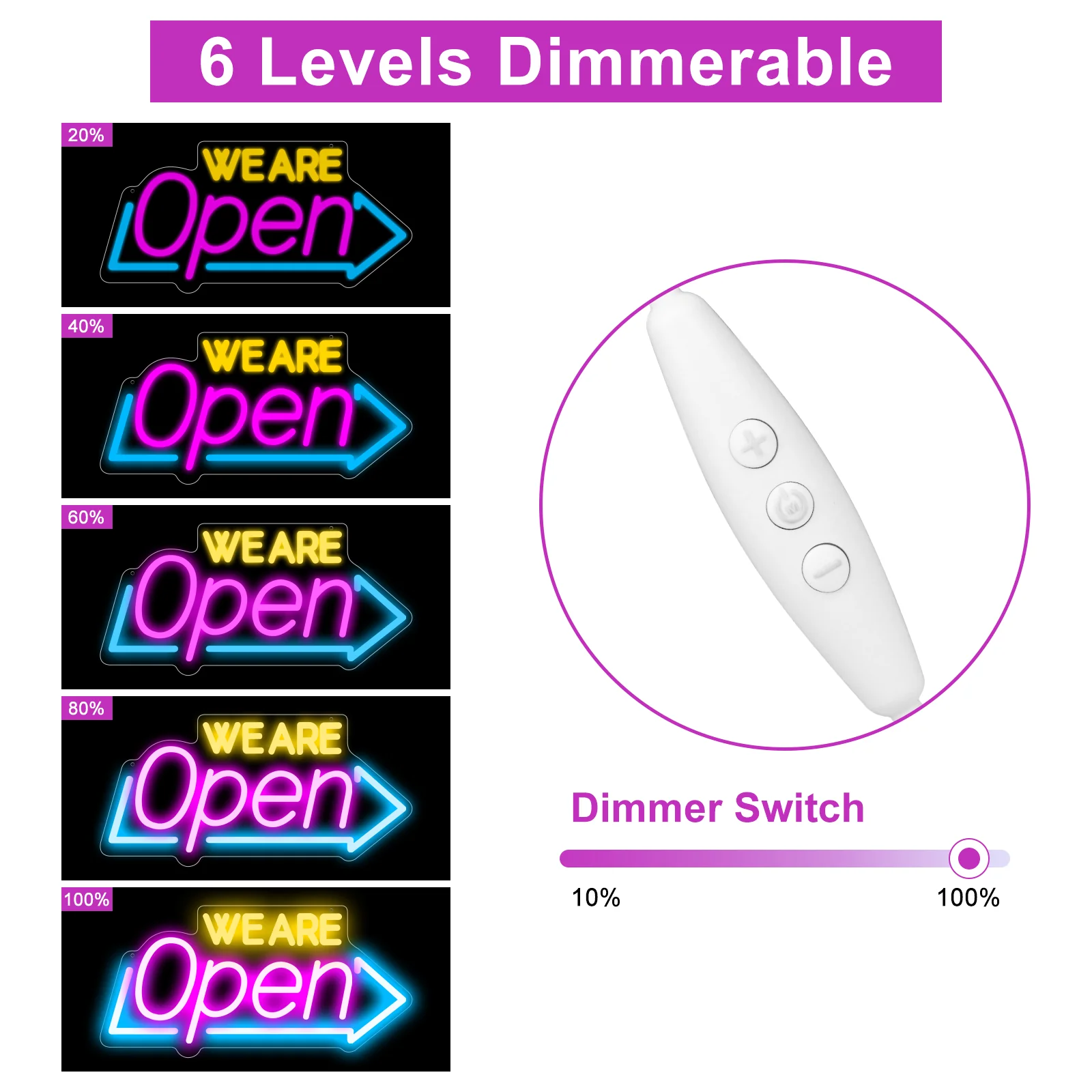WE ARE OPEN Neon Sign – USB Powered | 16×8 inch (41×20 cm) | Arrow Shape LED Window Sign | 3 Color Combos for Storefront Display - Image 9