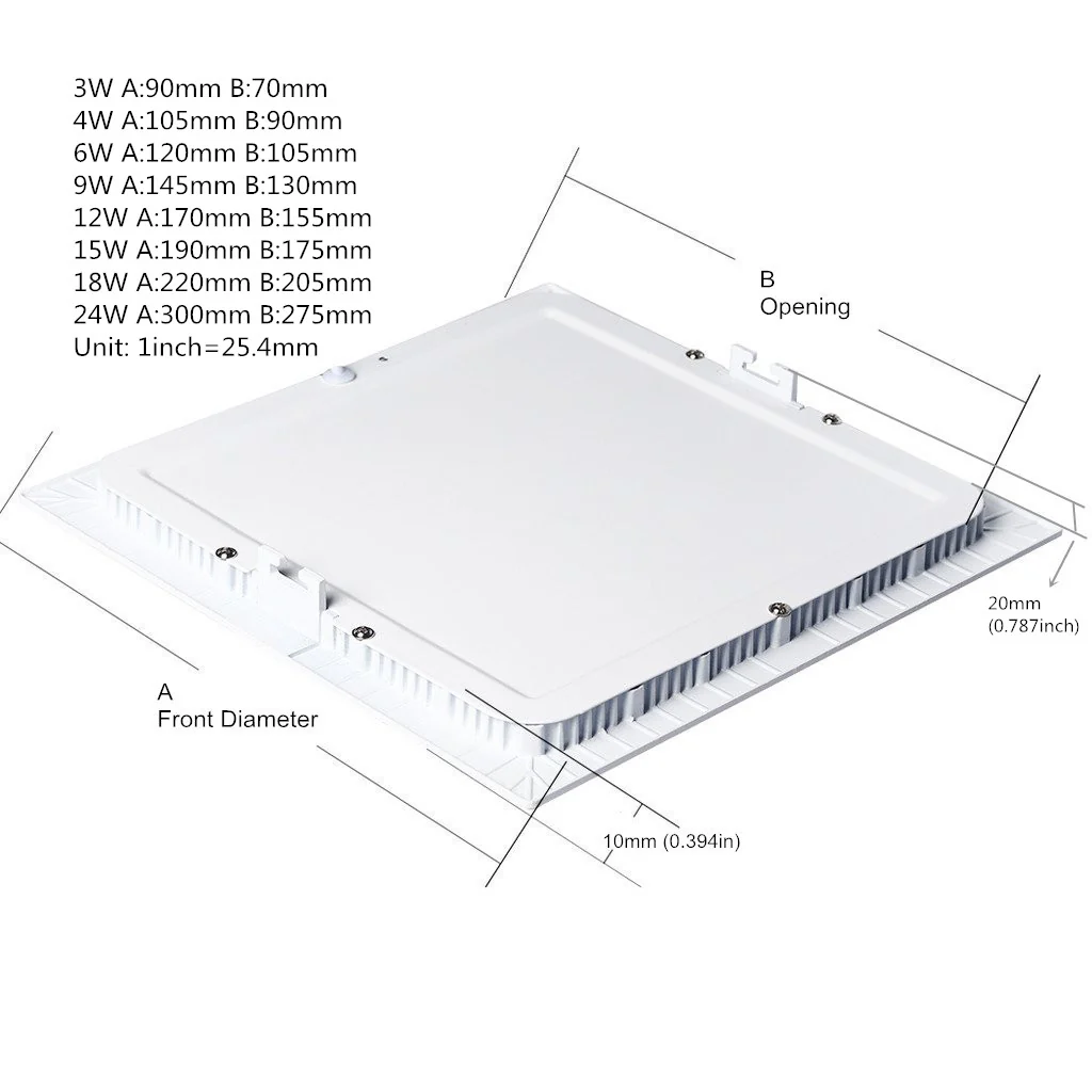 White Trim LED Panel Light 10mm Thick Square Shape Low Profile Recessed Ceiling Panel Lamp 100-240V AC - Image 4