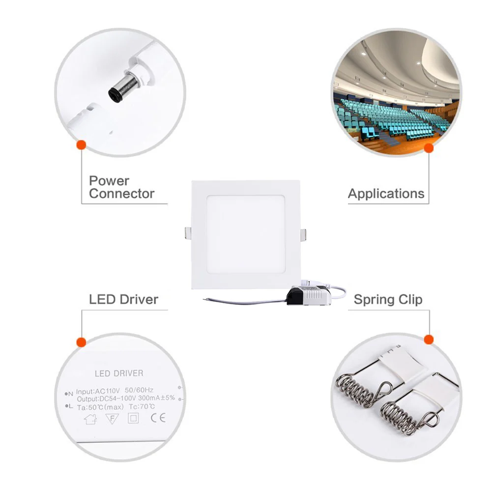 White Trim LED Panel Light 10mm Thick Square Shape Low Profile Recessed Ceiling Panel Lamp 100-240V AC - Image 7