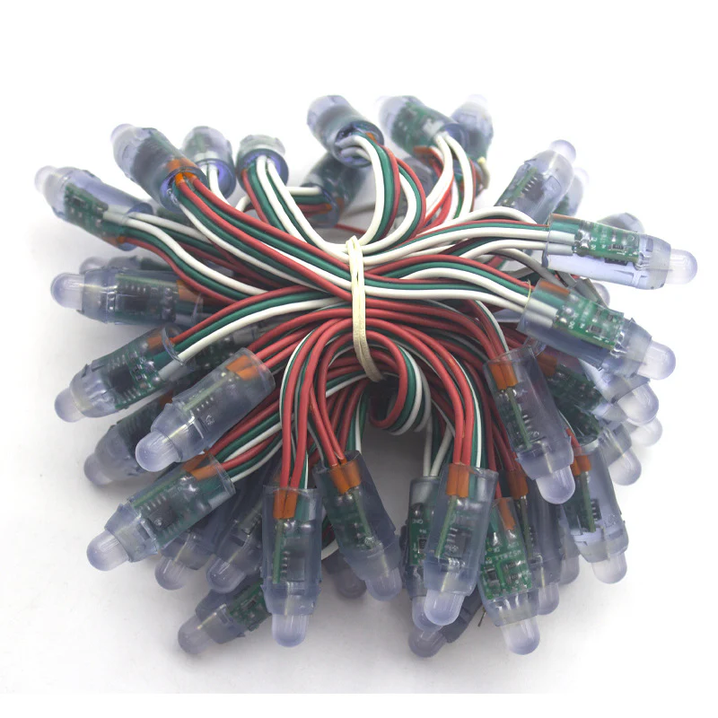 WS2811 RGBIC Addressable 12mm LED Pixel String Light, 50pcs/String, 0.3W DC12V IP67 Waterproof Color-Changing Dot Light for Channel Letter Signs, Advertising Boards & Architectural Lighting - Image 4