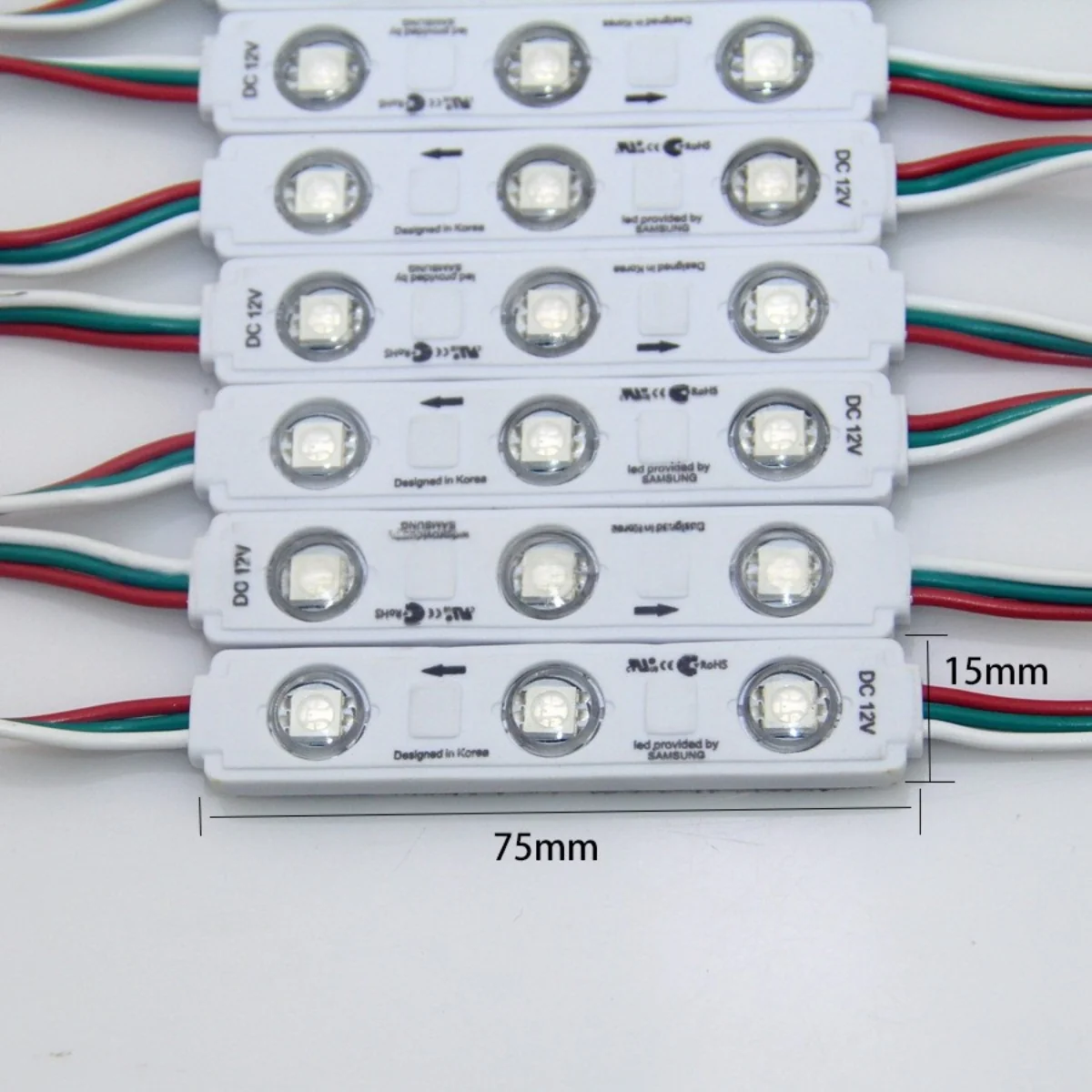 WS2811 RGBIC Addressable LED Module String Light, 20pcs/String, SMD5050, 75×15mm, 1.2W DC12V IP65 Waterproof Pixel LED Light for Outdoor Storefront & Channel Letter Signage (Controller & Power Supply Not Included) - Image 3